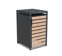 Westmann Cache-poubelle Lacina en métal - 1 x 240 l - Anthracite - Aspect bois - Avec vérins à gaz - Acier revêtu par pulvérisation - Résistant aux intempéries et stable - Abri avec porte avant et