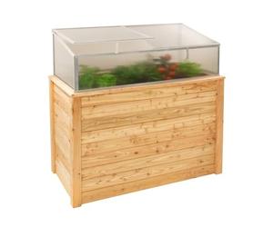 WESTMANN Jardinière surélevée avec serre froide classique Plus 130 - Bois de mélèze certifié FSC - Cadre en aluminium - Naturel/argenté - 130 x 65 x 100 cm