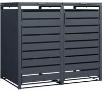 Westmann Métal Box pour poubelles 2er Kubus 2x 240 L Anthracite 132x80x116 cm