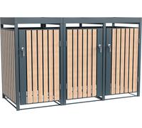 Westmann Metall Mülltonnenbox Planta 3x240 L Box pour poubelles avec toit pour plantes 84x200x124 cm