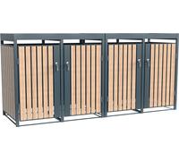 Westmann Metall Mülltonnenbox Planta 4x240 L Box pour poubelles avec toit végétal 84x264x124 cm