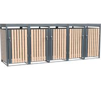 Westmann Metall Mülltonnenbox Planta 5x240 L Box pour poubelles avec toit pour plantes 84x332x124 cm