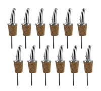 Westmark 12 Becs Verseurs pour Spiritueux/Huile pour Bouteilles, Extra court, avec Tube d'air, Métal/laiton, sans Nickel, Bouchon naturel, Classic Gastro, Argenté, 437022E2