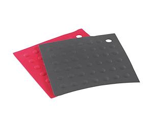 Westmark 15582270 Silicone Dessous de Plat Silicone Rouge/Noir 17,7 x 17,7 x 1 cm 2 Pièces