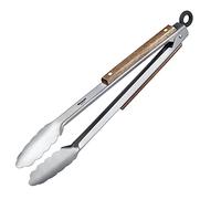 Westmark 16282270 Classic Wood Midi Pince à barbecue avec singes en acier inoxydable et éléments en bois sur les poignées, longueur : 31 cm, acier inoxydable/bois, argenté/marron