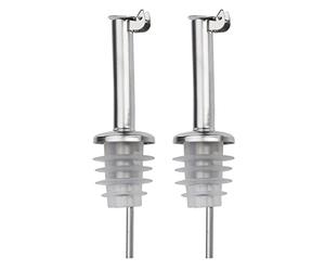 Westmark 2 Becs Verseurs pour Spiritueux/Huile/Vinaigre pour Bouteilles, avec Clapet, avec Tube d'air, Métal/Inox, Bouchon en liège, Inox Standard, Argenté, 45532280