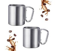 Westmark 2 Gobelets en Acier Inoxydable avec Mousqueton - Gobelets Pratiques pour le Camping, Idéal pour les Boissons Chaudes et Froides, Gobelet avec Mousqueton - 300 ml, Acier Inoxydable, 615422E3