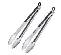 Westmark 2 Pinces à Grillade/ à Service, avec Manches en Acier inoxydable et Poignées caoutchoutées, Longueur : 35 cm, Acier inoxydable/plastique, Classic Spezial Maxi, Argenté/Noir, 162522E3