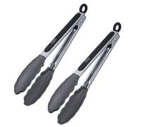 Westmark 2 Pinces de Service Classic Silicone Mini - avec Bols en Silicone et Poignées Caoutchoutées, Longueur : 21 cm Chacune, Acier Inoxydable, Plastique, Silicone - Argent, Noir, 161622E3