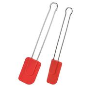 Westmark 2 Spatules de Cuisine et de Pâte avec Tête en Silicone, Longueur : env. 22,5 cm/28,5 cm, Grande, Silicone/acier inoxydable, Silicone, Rouge/argenté, 154622E7