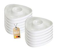 Westmark 207022E3 Lot de 12 coquetiers triangulaires avec bord large pour bol et cuillère, empilables, en plastique de qualité supérieure, tri, blancs