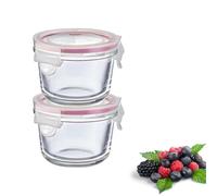 Westmark 233122E3 Lot de 2 boîtes de conservation rondes en verre avec couvercle à clip - Volume de remplissage : 150 ml - Passe au congélateur - Passe au micro-ondes et au four -