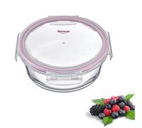 Westmark 233222E1 Boite alimentaire ronde en verre, capacité 400 ml, passe au micro-ondes et au four, verre/silicone/plastique, transparent/rouge