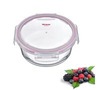 Westmark 233422E1 Boîte de conservation ronde en verre, contenance 950 ml, passe au micro-ondes et au four, verre/silicone/plastique, transparent/rouge