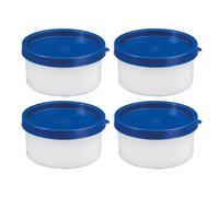 Westmark 4 Boîtes à Herbes/Epices, Couvercle Incl., Volume : env. 100 ml, Empilable, Plastique, Trio, Couleur: Transparent/Bleu, 25742270