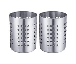 Westmark 2X Egouttoir à Couverts/Porte-Ustensiles, Rond, Diamètre: 10 cm, Hauteur: 13 cm, Acier Inoxydable, Argent, 690122E3