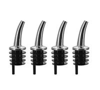 Westmark 437222E3 Lot de 4 becs à huile pour bouteille avec trachette, métal/laiton, sans nickel, bouchons en plastique Classic Gastro, argent/noir, 437222E3