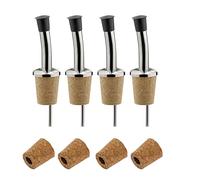 Westmark 451022E3 451022E3 Lot de 4 becs verseurs d'huile et 4 bouchons de rechange, avec clapet, tube d'air, plastique/acier inoxydable, bouchon naturel en acier inoxydable standard, argenté