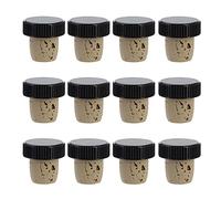 Westmark 482020E4 Lot de 12 bouchons pour bouteilles de vin, spiritueux, huile ou vinaigre, liège naturel/plastique, marron clair/noir, Non Renseigné
