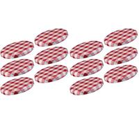 Westmark 6 Couvercles à visser Twist-Off pour Bocaux de Conversation, Rond, ø 58 mm, en Fer blanc, Rouge-blanc, Quadrillé, 40982270 (Lot de 2)