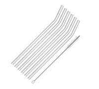 Westmark 6 Pailles en Verre pour Boisson, Coudées, avec 1 Brosse de Nettoyage, Transparent, longueur : 20 cm, ø 0,8 cm, verre borosilicaté, Glas Knick, transparent, 62642260