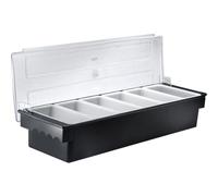 Westmark 61782260 Bar à épices/fruits avec 6 compartiments amovibles, couvercle à charnière transparent, plastique, pano, noir/transparent/blanc