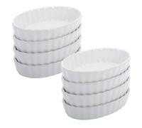 Westmark 8 Bols de Service pour Crème Brûlée - Bols ovales en Porcelaine pour Servir Desserts, Noix et sauces - Compatible Four/Micro-Ondes, 12,6 x 8,2 x 3 cm, 233022E3