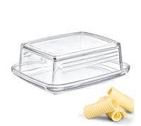 Westmark Beurrier en verre - pour 250 g de beurre, passe au lave-vaisselle | Longueur 14,3 cm, relief sur le couvercle pour une bonne prise, transparent, 20852260