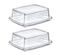 Westmark Beurriers en verre - lot de 2, pour conserver au réfrigérateur | Couvercle transparent à relief de préhension, rebord haut anti-glissement, sans BPA, 14,3 x 11,8 x 5,5 cm, 208522E3