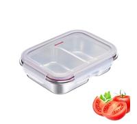 Westmark Boîte à lunch en acier inoxydable - Boîte à lunch étanche - Passe au micro-ondes et au four, sans BPA - Boîte à bento pour l'école, le travail et la garderie - Argent, divisé 450 + 280 ml