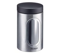 Westmark Boîte de conservation à fenêtre - 950 ml, Ø 8,7 cm, 250 g de café | Pour farine, sucre, pâtes et plus, couvercle à visser, empilable, lavage à la main, sans BPA, inox, noir/argent, 62362260
