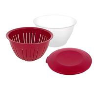 Westmark Boîte de Conservation/Bol avec Couvercle et Passoire/Filtre, 3 Pièces, Capacité : 4,4 litres, Plastique, sans BPA, Olympia, Couleur : Transparent/Rouge, 2418227R