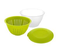 Westmark Boîte de Conservation/Bol avec Couvercle et Passoire/Filtre, 3 Pièces, Capacité : 4,4 litres, Plastique, sans BPA, Olympia, Couleur : Transparent/Vert, 2418227A