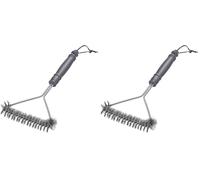 Westmark Brosse à Barbecue 30 cm - Manche Court, idéal pour Nettoyer Votre Barbecue, qu'il Soit en Fonte ou en Acier Inoxydable, avec Sangle en Cuir Pratique - Acier Inoxydable, PP (Lot de 2)