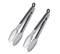 Westmark Classic Spezial Midi 162422E3 Lot de 2 pinces à barbecue en acier inoxydable avec poignées en caoutchouc Longueur 27,5 cm Acier inoxydable/plastique Argenté/noir