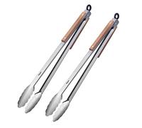 Westmark Classic Wood Maxi 162922E3 Lot de 2 pinces à barbecue en acier inoxydable et éléments en bois sur les poignées, longueur : 44 cm, en acier inoxydable/bois, argenté/marron