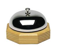 Westmark Clochette de Table/ Cloche de Réception, ø 9,1 cm, Sonorité claire, bois/acier (chromé brillant), argenté/marron clair, 63202230