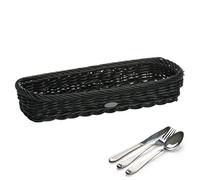 Westmark Corbeille à couverts Saleen - rectangulaire, 28 x 11 x 5 cm | Plate, pour table, buffet ou tiroir, tressée main, usage pro, sans BPA, passe au lave-vaisselle, noir, 02016919101