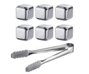 Westmark Cosmo 52143360 Lot de 6 glaçons en acier inoxydable 18/8 avec pince Argenté