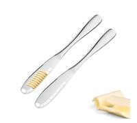 Westmark couteau à beurre et couteau décoratif, 2 pièces - bord dentelé et structure fente pour boucles de beurre, garniture, coupe - argent, 15 cm