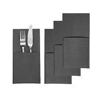 Westmark Cozy Lot de 4 porte-couverts élégants comme décoration de table, idéal pour la table à manger à la maison ou la restauration - Polyester, anthracite