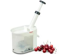 Westmark Dénoyauteur de Cerises avec Goulotte et Réservoir à noyaux, hauteur : 22 cm, Plastique/acier inoxydable, Blanc/anthracite, 40302260