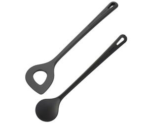 Westmark Ensemble de 2 Pièces de Cuillères à Mélanger plus Cuillère à Trou Pointu, à Risotto - Idéal pour Mélanger les Aliments dans une Poêle ou une Casserole enduite - Noir, 288422E6