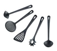 Westmark Ensemble d'Ustensiles de Cuisine de 5 pièces : Spatule, Écumoire, Cuillère à Sauce, Louche, Cuillère à Spaghetti, Résistant à la chaleur jusqu'à 270°C, Plastique, Gentle Plus, Noir, 280022E9