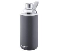 Westmark Gourde en Verre avec Imprimé, Protection Textile Incl., 1000 ml, Verre/Silicone/Caoutchouc, Sans BPA, Viva, Gris/Argenté/Transparent, 5274226A