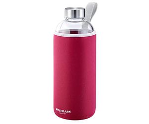 Westmark Gourde en Verre avec Imprimé, Protection Textile Incl., 1000 ml, Verre/Silicone/Caoutchouc, Sans BPA, Viva, Rouge/Argenté/Transparent, 5274226R