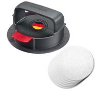 Westmark Hamburger Maker avec Dispositif de levage plus 80 Morceaux de Papier Burger 13 cm - Presse à Hamburger Robuste pour Galettes, Tailles de Galettes Individuelles Réglables