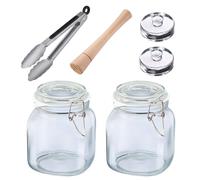 Westmark Kit de Fermentation, 6 Pièces, Set Pratique Comprenant 2 Bocaux en Fil Métallique, 2 Poids de Fermentation ainsi qu'un Presse-Purée et une Pince Chacun - 666022E6