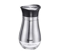 Westmark Lisbonne 6322260 Lot de 2 pots à épices avec fenêtre de visualisation en bas, trous universels dans le couvercle, capacité : 125 ml, verre/plastique/acier inoxydable, Lisbonne, transparent