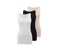 WESTMARK LONDON Debardeur Femme Coton Respirant 3 Pack Débardeurs sans Manches Noir, Blanc, Beige Bretelles réglables Camisole, débardeur Femme Maillot - M